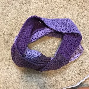 Handmade crocheted purple infinity scarf